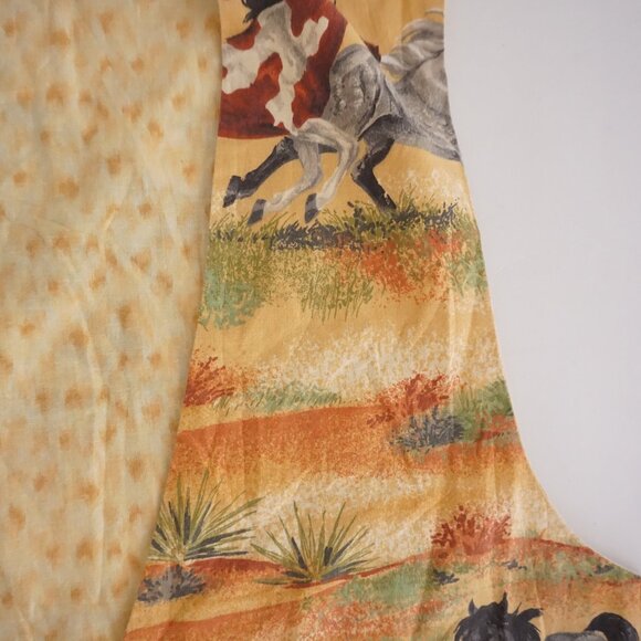 Horse Print Western Desert Scene Button Vest Tan Galloping Horses Boho S - Picture 8 of 8